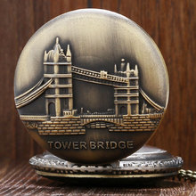 Vintage Bronze Fashion London Memento Tower Bridge Pattern Quartz Pocket Watch Women Men Necklace Pendant Gift reloj de bolsillo 2024 - buy cheap