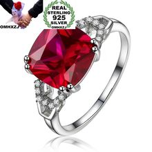 Кольцо OMHXZJ из стерлингового серебра 925 пробы, квадратное кольцо с красным, зеленым, синим цирконием AAA, для мужчин и женщин, опт 2024 - купить недорого