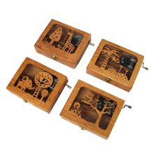 Mini Wooden Hand-cranked Music Box Hollow Forest Animal Wooden Crafts Case Kids Toys Music Box Gift 2024 - buy cheap