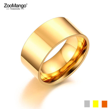 ZooMango 10mm Wide Glossy Ring For Men/Women Gold Color Stainless Steel Anniversary Wedding Ring Jewelry Anneau ZR19159 2024 - buy cheap