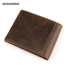 GENODERN Genuine Cowhide Leather Men Wallet Short Coin Purse Small Vintage Wallet Brand High Quality Vintage Designer 2024 - buy cheap