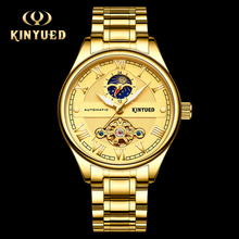 KINYUED Business Automatic Watch Men Stainless Steel Mechanical Moon Phase Watch Gold Fashion Brand Male Clock Relogio Masculino 2024 - buy cheap
