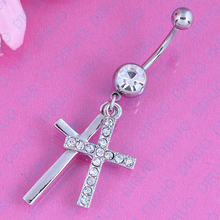1Pc Romantic Double Cross Body Piercing Belly Buttton Ring Dancer Stainless Steel Navel Ring 316L Surgical Steel 2024 - buy cheap