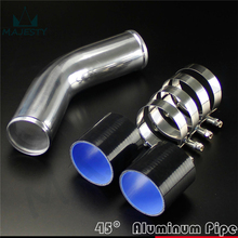 45 degree 70mm 2.75" Aluminum Turbo Intercooler Pipe Piping+silicon hose+T clamps BLACK 2024 - buy cheap