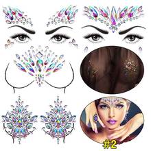 Temporary Rhinestone Glitter Tattoo Stickers Acrylic Chest Decoration Crystal Festival Party Makeup Body Jewels Flash Ornaments 2024 - buy cheap