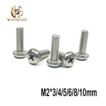 100pcs M2*3/4/5/6/8/10mm 304 stainless steel round head screws Pan head with pad screw With dental screw 2024 - buy cheap