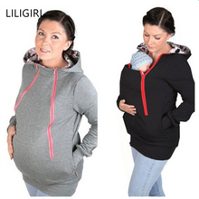 Liligirl parenting bebê com capuz moletom jaqueta 2021 mãe grávida canguru pullovers topos roupas para roupa de maternidade 2024 - compre barato