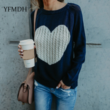 2019 Spring Fashion Women Coat Sweaters Heart Cute Long Sleeve Pullover Sweater Casual Loose Elastic Plus Size Female Sweaters 2024 - buy cheap