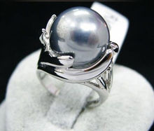 Серебряное кольцо GP с жемчугом серого цвета, 14 мм, Размер кольца 7, 8, 9, 10, бесплатная доставка 2024 - купить недорого