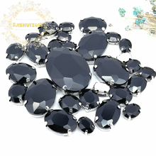 5 SIZES 30PCS Free shipping! Black oval shape Glass Crystal sew on rhinestones with calw Diy wedding decoration 2024 - buy cheap