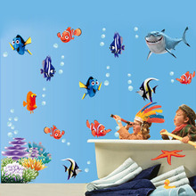 Adesivo de parede 3d do mundo subaquático, decoração de parede do mar, peixe, estrela, desenho, banheiro, berçário, decalque para parede 617 2024 - compre barato