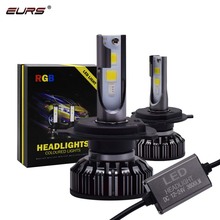 Ers-farol de carro rgb, h7, led, h4, h1, h11, h3, 9005, 9006, 50w, 5400lm, 6000k, 12v, 24v, controle por app, farol cob, luz de neblina 2024 - compre barato