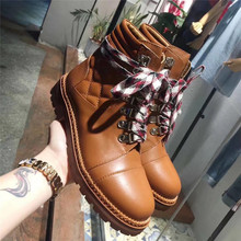 New fashion thigh high boots brand wild lace Chelsea boots thick with leather short ankle boots chain dress  ladies  flat  shoes 2024 - buy cheap