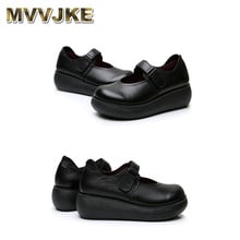 MVVJKE Women's Platform Shoes For Women Genuine Leather Footwear Woman Vintage Soft Comfort Wedges Breathable Pumps 2024 - buy cheap