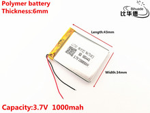 Batería de iones de litio de 3,7 V,1000mAH,603443 polímero para juguetes, batería externa, GPS,mp3,mp4 2024 - compra barato