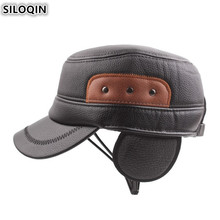 SILOQIN Men's Flat Cap Plus Velvet Thick Warm Military Hats Winter Middle-aged Windproof Earmuffs Caps Adjustable Size Dad Hat 2024 - buy cheap