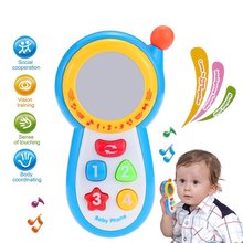 EBOYU(TM) детский музыкальный телефон, игрушечный язык, мобильный телефон с цветной кнопкой и зеркальной CY1013-3A 2024 - купить недорого