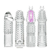 Yeain 4 Types Reusable Crystal Delay Condoms Vibrating Penis Sleeve Dotted Condom Cock Extender Vibration Ring Sex Toy For Men 2024 - buy cheap