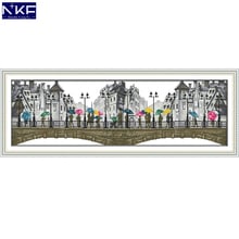 NKF Christmas Post Office Stamped Cross Stitch DIY Kits Needlework Embroidery Set Chinese Cross Stitch for Home Decor 2024 - buy cheap