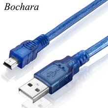 Bochara-Cable USB 2,0 tipo A macho A Mini 5P macho, lámina de alimentación con blindaje trenzado, azul, 1,5 m, 1,8 m, 3m, 5m, 10m 2024 - compra barato