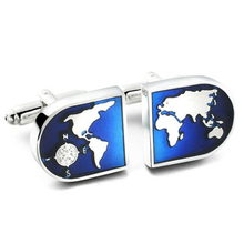 C-MAN Luxury shirt Blue globe cufflink for mens Brand cuff buttons cuff links High Quality abotoaduras Jewelry 2024 - buy cheap