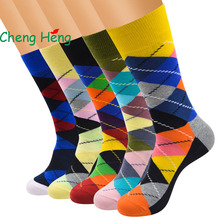 Cheng Heng 12 pairs/bag New Hot Summer European style Men Socks Personality Square Pattern Cotton Socks Mens 5 colors 2024 - buy cheap