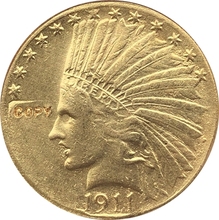 Banhado a ouro 24-K 10 1911-D $ OURO Indiano Metade Águia Coin Copy Frete grátis 2024 - compre barato