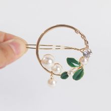 Vintage Gold Green Leaf Hair Clips Girls Alloy Pearl Hairpins Fashion Hairgrips Women Elegance Hair Clip Hair Jewelry Accessorie 2024 - buy cheap
