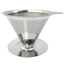 Stainless Steel Cone Reusable Coffee Filter Baskets Mesh Strainer Pour Over Coffee Dripper with Stand Holder -25 2024 - buy cheap