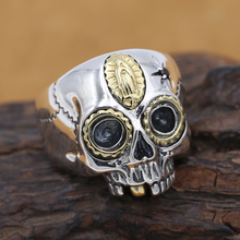 Anel crânio de prata 925 feito à mão, vintage, prata esterlina, esqueleto, homem, anel punk, presente de homem, joalheria 2024 - compre barato