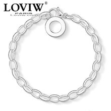 Pulseiras link chain prata-placa nova moda pulseira jóias para feminino & masculino estilo na moda presente caber encantos 2024 - compre barato
