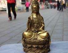 Tibet Buddhism Brass Copper Guan Yin Kwan-yin Boddhisattva Goddess Buddha Statue 2024 - buy cheap