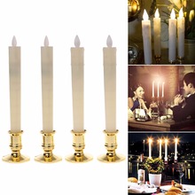 Hngchoige 2 pces elétrica cintilação flameless led vela luzes com base de ouro removível festival decoração do casamento 2024 - compre barato