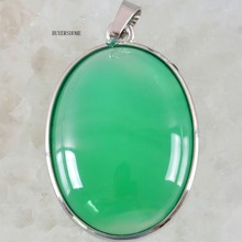 Women Jewelry Gift Natural Stone Cabochon Oval Bead Green Onyx Pendant for Necklace 1Pcs K678 2024 - buy cheap