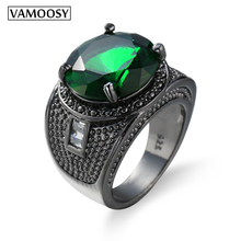 VAMOOSY 2018 New Black Color Ring Fashion Green Big Square cut Austrian Crystal Wedding Jewelry For Women rings factory price 2024 - buy cheap