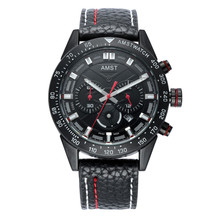 Amst relógio masculino de couro preto, nova moda quente com pulseira de couro, marca famosa de luxo, cronógrafo, relógio esportivo de quartzo, para homens 2024 - compre barato