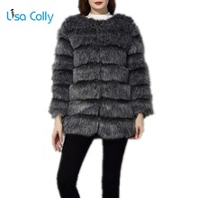 Lisa Colly Women New Long Sleeves Faux Fur Coat Jacket Fox Faux Fur Coat Overcoat Women Winter Warm Artifical Fur Coat Outwear 2024 - buy cheap