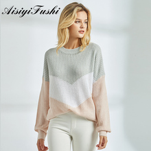 Suéter feminino sem gola redonda harajuku, pulôver de malha de manga longa para mulheres, de inverno 2024 - compre barato