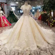 Vestido de noiva luxuoso com renda, foto real, tulle, champanhe, cristal frisado, trem grande, noivas, 100% 2024 - compre barato