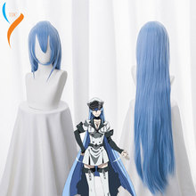 Akame Ga KILL! Esdeath 100cmLong Straight Cosplay Wigs High Quality Heat Resistant Synthetic Fake Hair Blue Anime Party 2024 - buy cheap