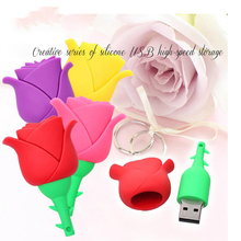 Colorful Rose USB flash drive 4GB 8GB Pen Drive 16GB 32g 64gb memory stick pendrive romantic gifts for lady 2024 - buy cheap