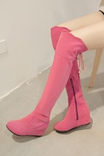 Женские сапоги до колена на массивном высоком каблуке, с круглым носком 2024 - купить недорого