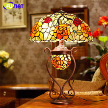 FUMAT Stained Glass Table Lamp Art Glass Rose Oval Shade Table Lamp Living Room European Creative Bedside Lamp LED Table Lights 2024 - buy cheap
