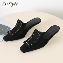 ESRFIYFE 2021 New Large Size 34-48 Women Slippers Sexy High Heel Pointed Toe Shoes Women Fashion Flock Summer Shoes Muller Shoes 2024 - compre barato