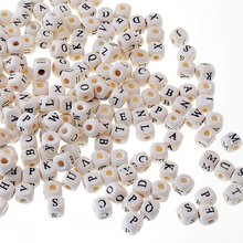 Hot 100pcs 8x8mm 10x10mm Alphabet "A-Z" Letter Square Charm Wood Spacer Beads Wooden Beads For Baby Smooth Jewelry Making DIY 2024 - buy cheap