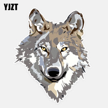 YJZT 14CM*17CM Personalized Animal Wolf Head Fashion PVC Car Sticker Decal 5-0845 2024 - buy cheap