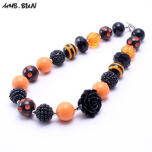 MHS.SUN 2pcs/lot Orange/Black Halloween Kids Chunky Bubblegum Necklace Girl Children Bead Necklace Jewelry Festival Gifts 2024 - buy cheap