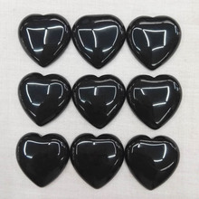 Good quality 30mm Natural black onyx stone beads heart CAB CABOCHON for jewelry making Wholesale 10pcs/lot 2024 - buy cheap