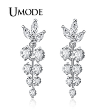 UMODE New Clear Round Zircon Geometric Flower Drop Earrings for Women White Gold CZ Crystal Jewelry Long Drop Gifts AUE0489 2024 - buy cheap