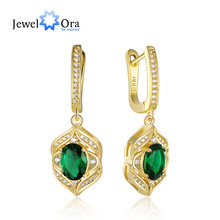 Fashion Drop Earrings Green Cubic Zirconia Golden Dangle Earrings For Women Lady Classic Trendy Jewelry (jewelora EA102928) 2024 - buy cheap